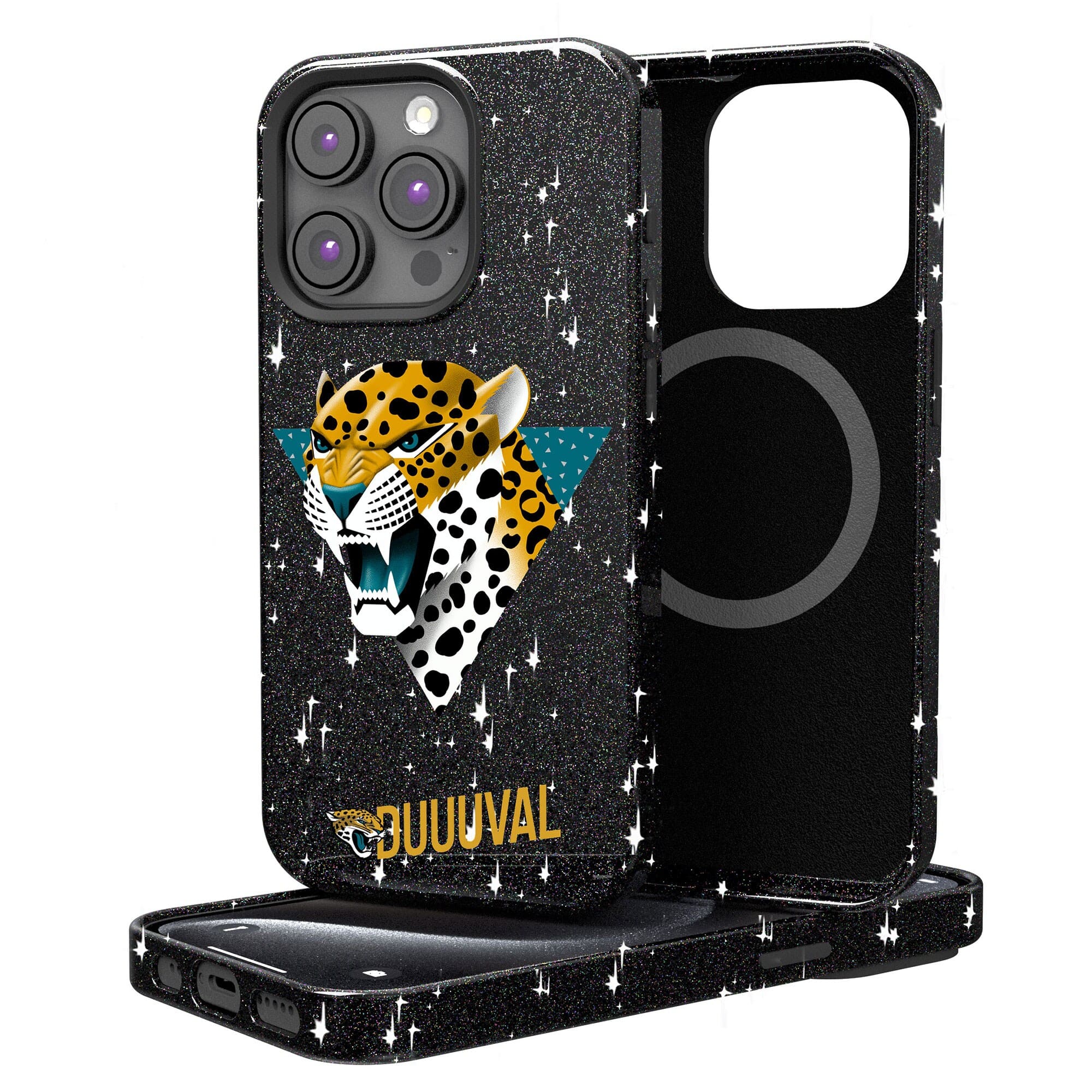 Keyscaper - NFL - Jacksonville Jaguars - 2024 Illustrated Limited Edition Bling iPhone Case - 14 - Black