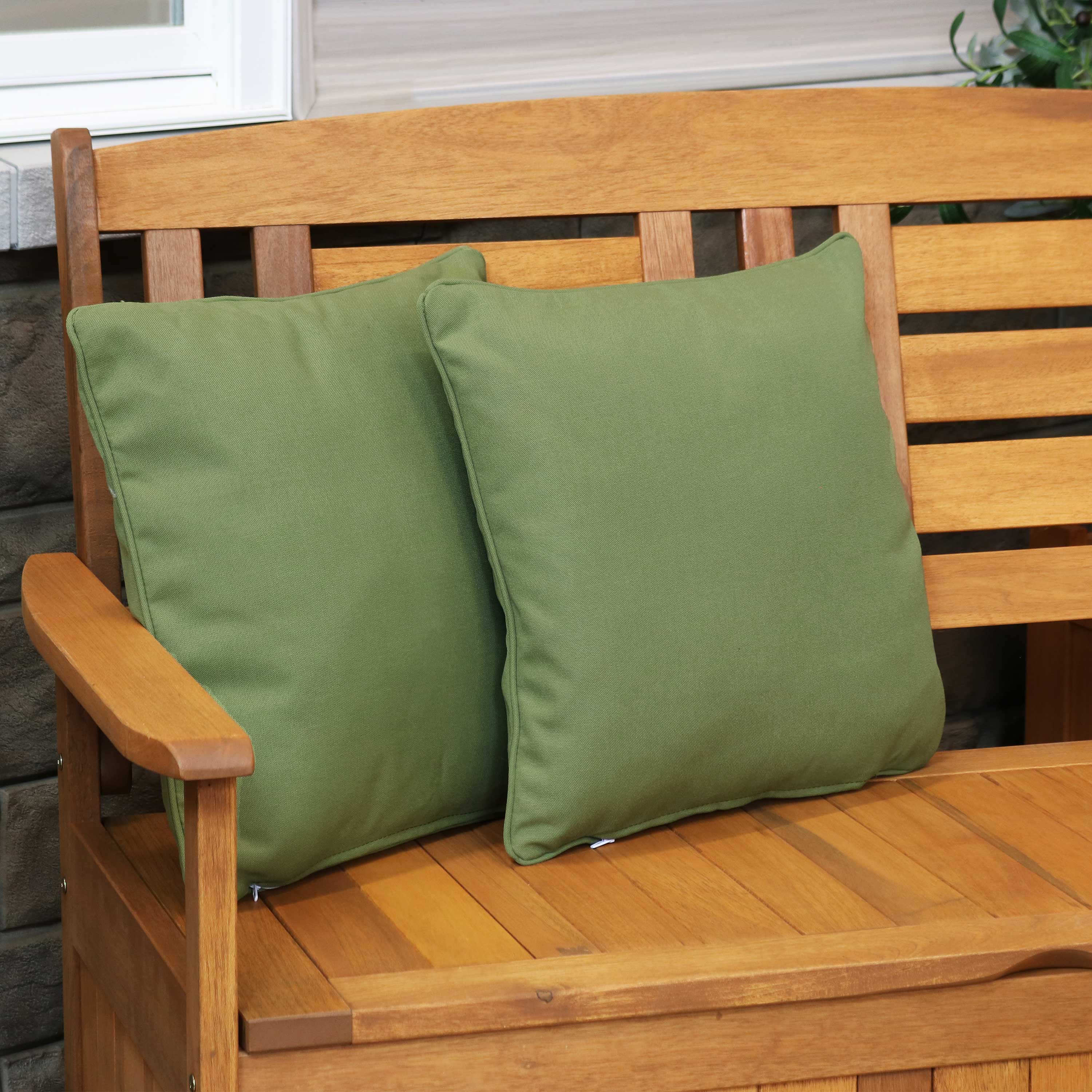Alt View 3. Sunnydaze - Olefin Indoor and Outdoor Throw Pillow - 16 in - Dark Green.