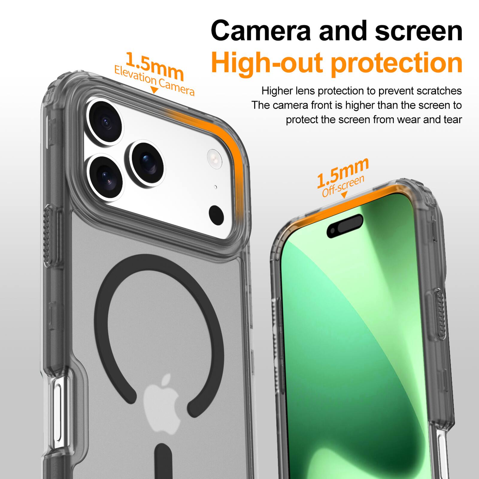 Camera and screen High-out protection

1.5mm Elevation Camera

Higher lens protection to prevent scratches
The camera front is higher than the screen to protect the screen from wear and tear

1.5mm Off-screen