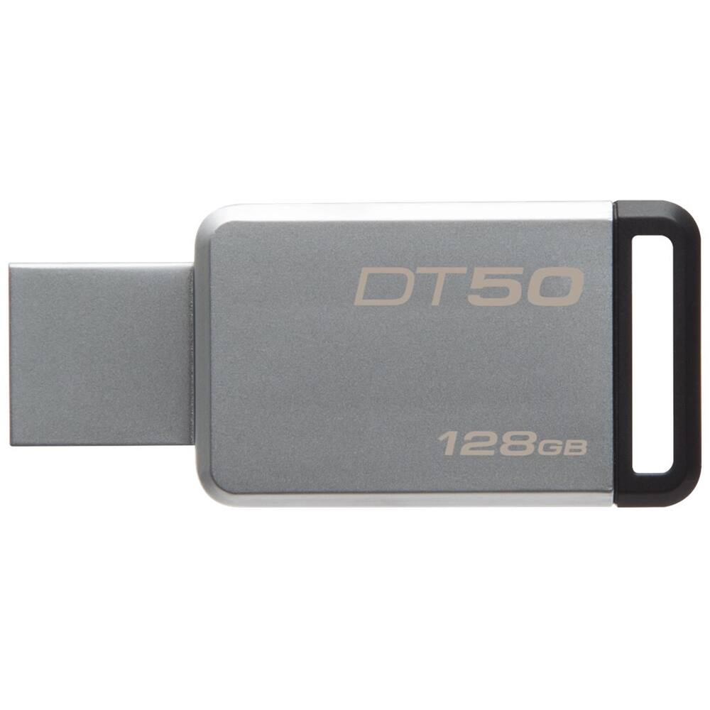 Kingston - DataTraveler 128GB USB 3.1 Flash Drive - Black - Larger Front