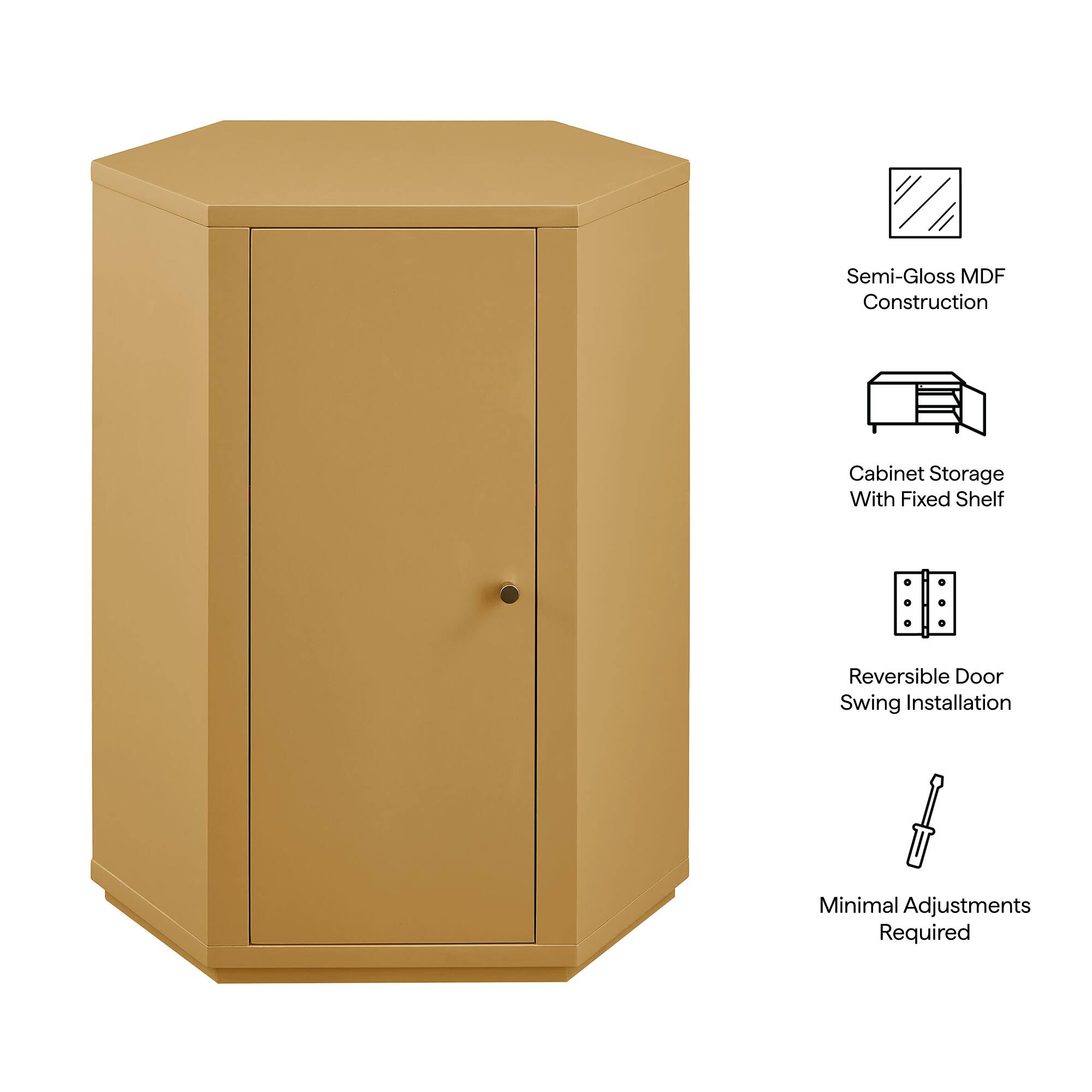 Semi-Gloss MDF Construction Cabinet Storage With Fixed Shelf Reversible Door Swing Installation Minimal Adjustments Required