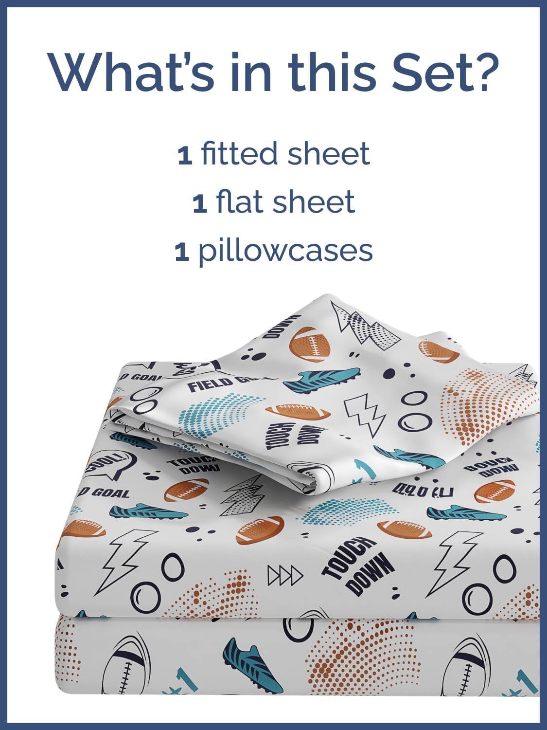 What's in this Set?  
1 fitted sheet  
1 flat sheet  
1 pillowcases