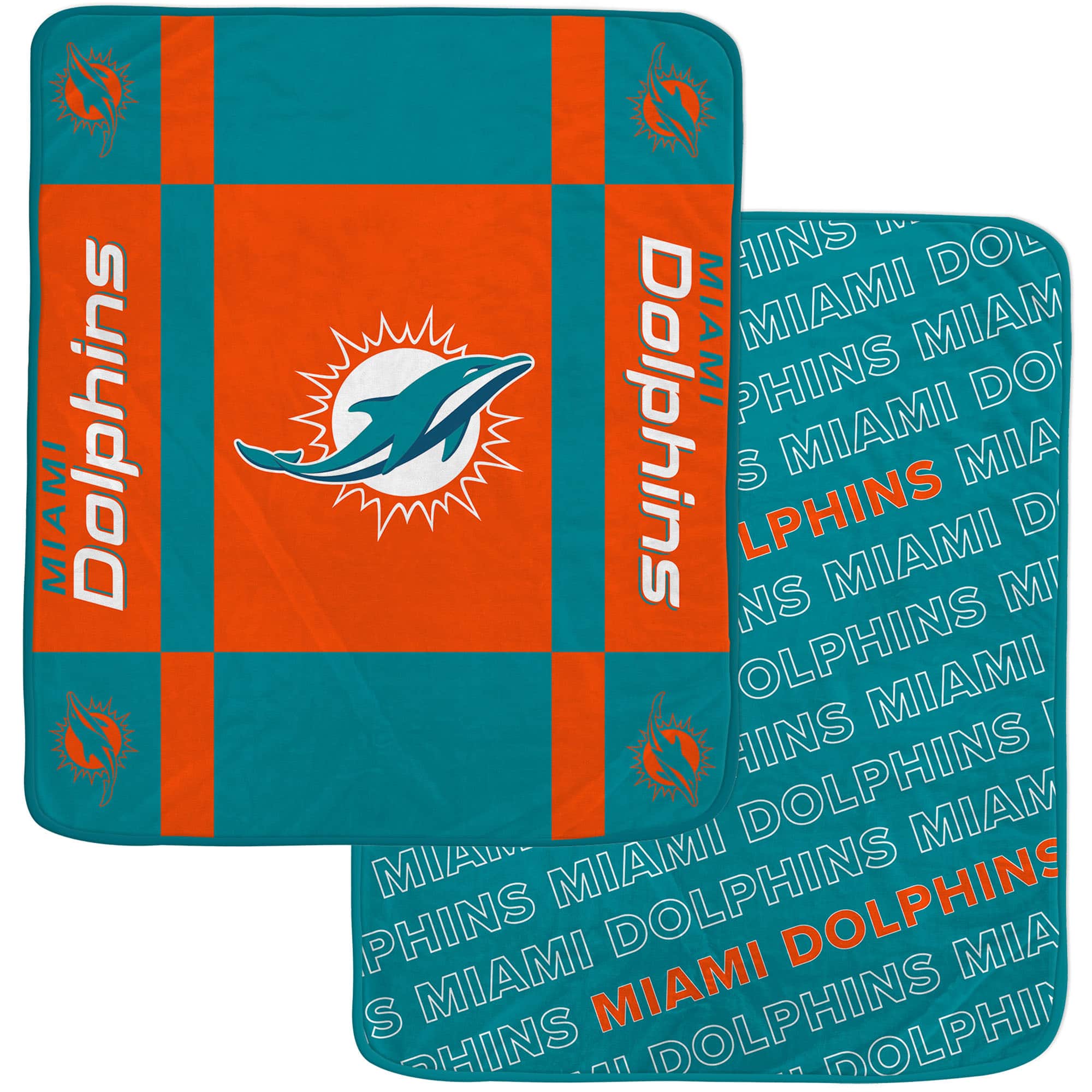 Pegasus - Miami Dolphins 60- x 70- Reverse Block Double-Sided Ultra Cozy Blanket - Multicolor