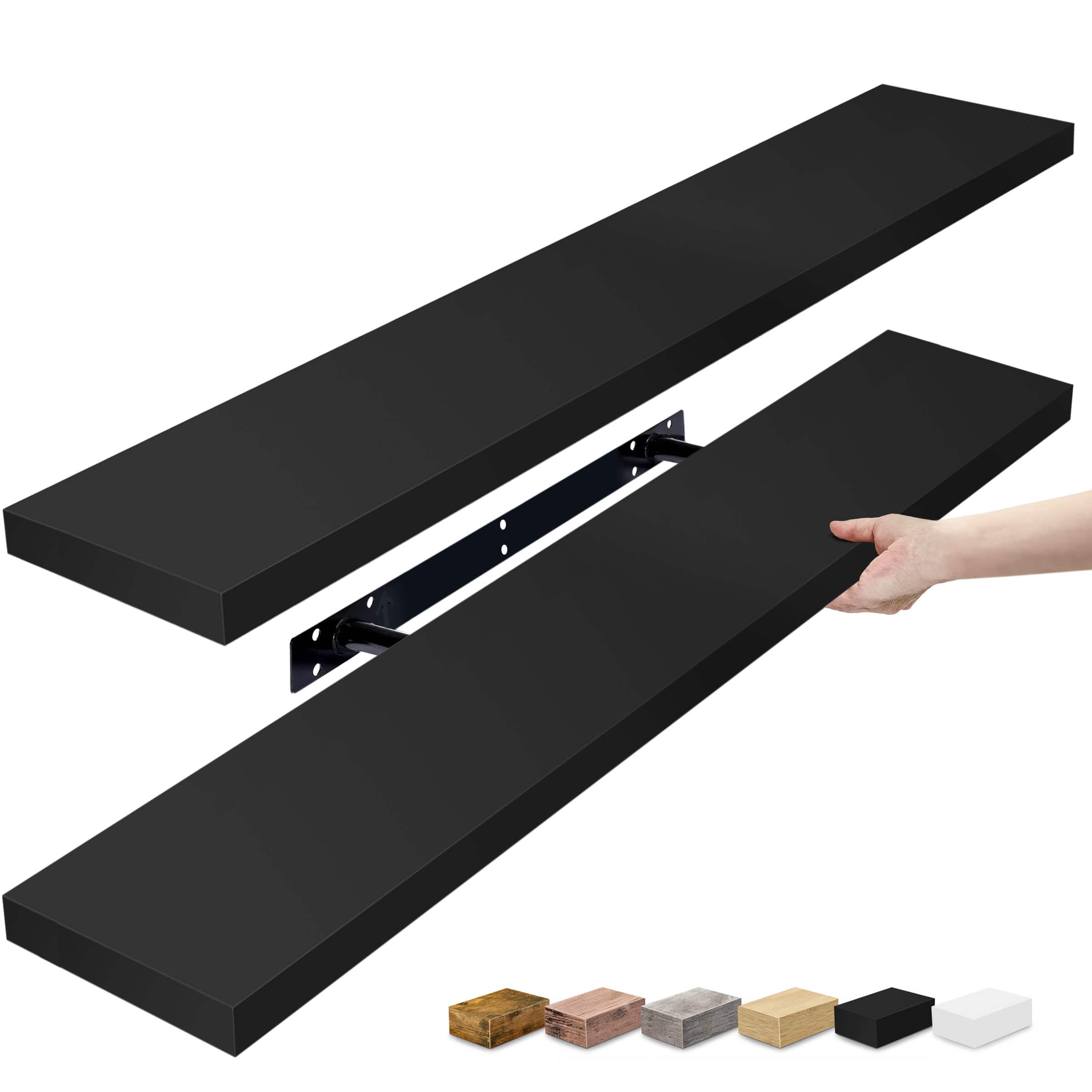 2 Pack (35"x9") Sorbus Floating Wall Shelves for Bedroom, Decor, Kitchen, Living Room - for Trophies, Frames, Bookshelf - Black
