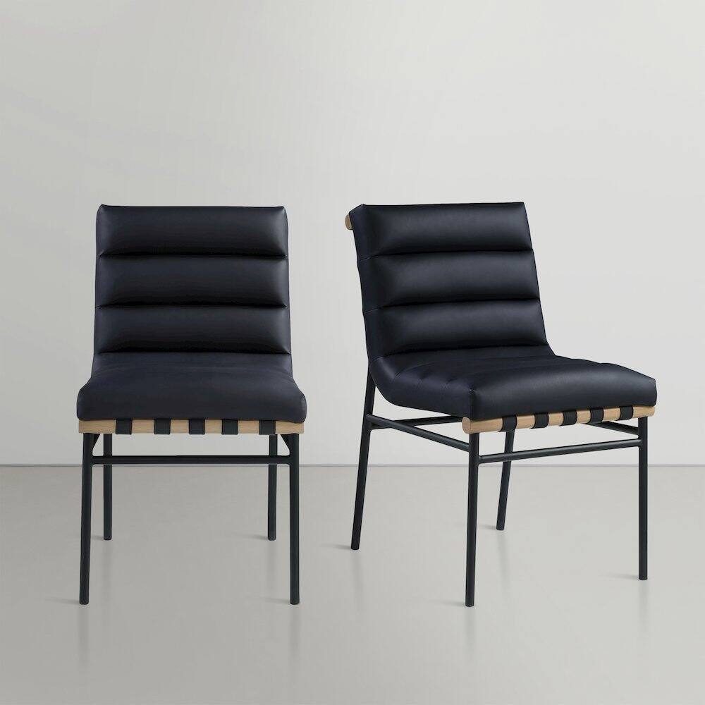 Alt View 4. Meridian Furniture - Burke Black Vegan Leather Dining Chair, Set of 2 - Black.