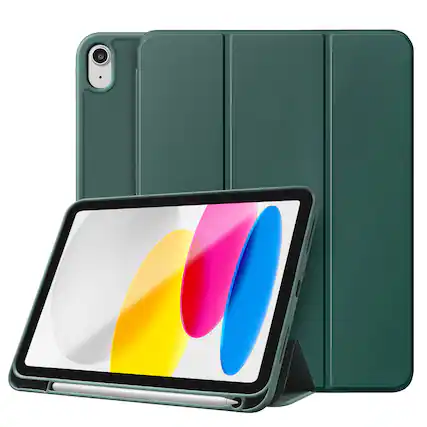 Front. Vena - For Apple iPad A16 Case, iPad A16 10th/11th Generation Case, Trifold Stand, Slim Protective for iPad A16 10.9" Green - Green.