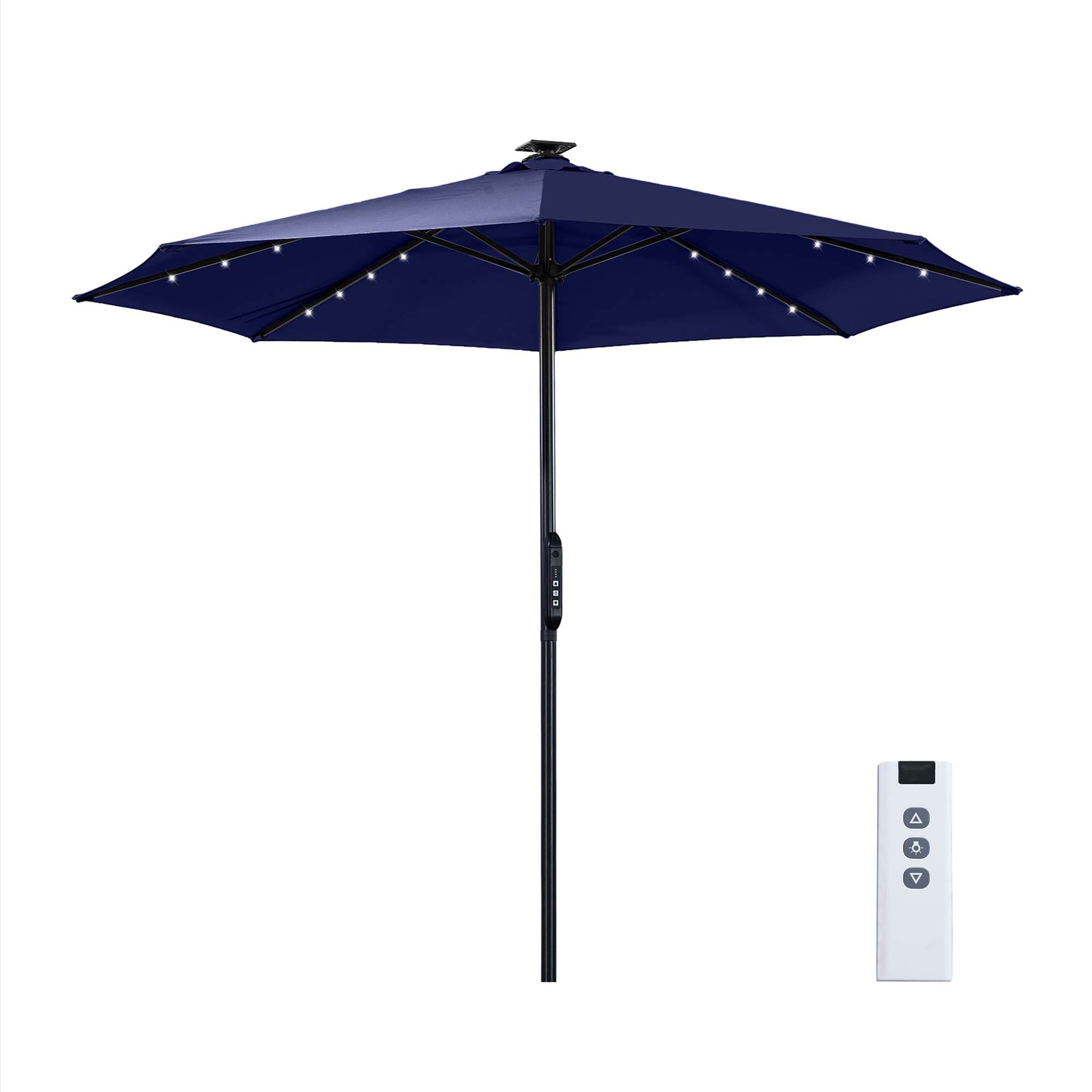 Mondawe - 10ft Electric Patio Umbrella with Remote and LED Light - Navy