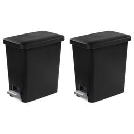 Sterilite - 2.7 Gallon Rectangular Step On Trash Bin Wastebasket, (2 Pack) - Black