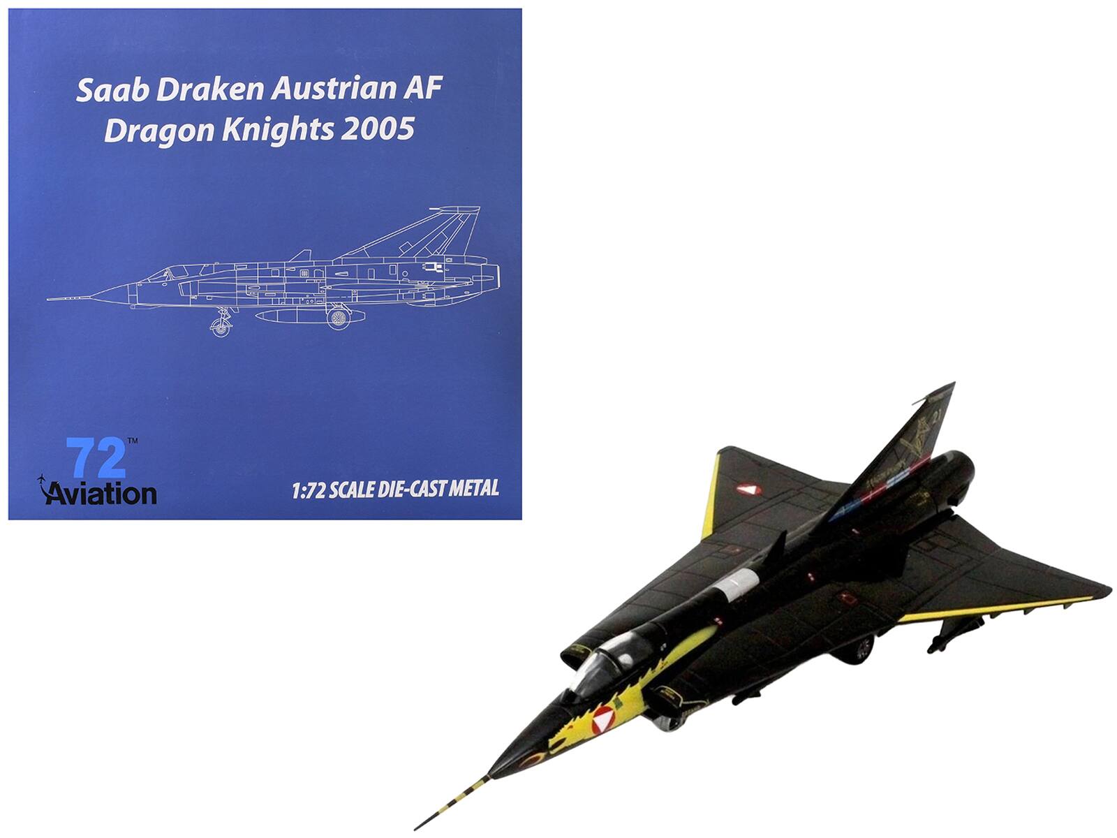Saab Draken Austrian AF Dragon Knights 2005  
TM 72 Aviation  
1:72 SCALE DIE-CAST METAL