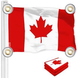 G128 - Canada Flag 2-Pack 3x5 Ft 150D Polyester Indoor/Outdoor 4 Brass Grommets - Red and White