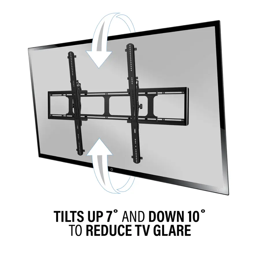 Tilts up 7 and down 10 to reduce TV glare.
