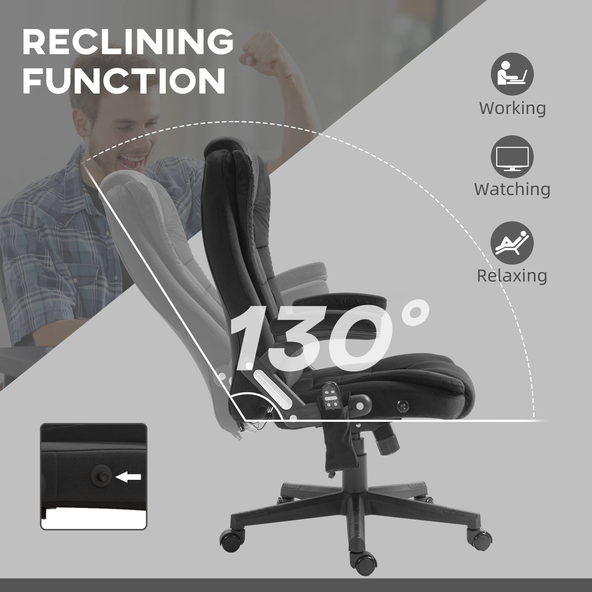 RECLINING FUNCTION
Working
Watching
Relaxing
130°