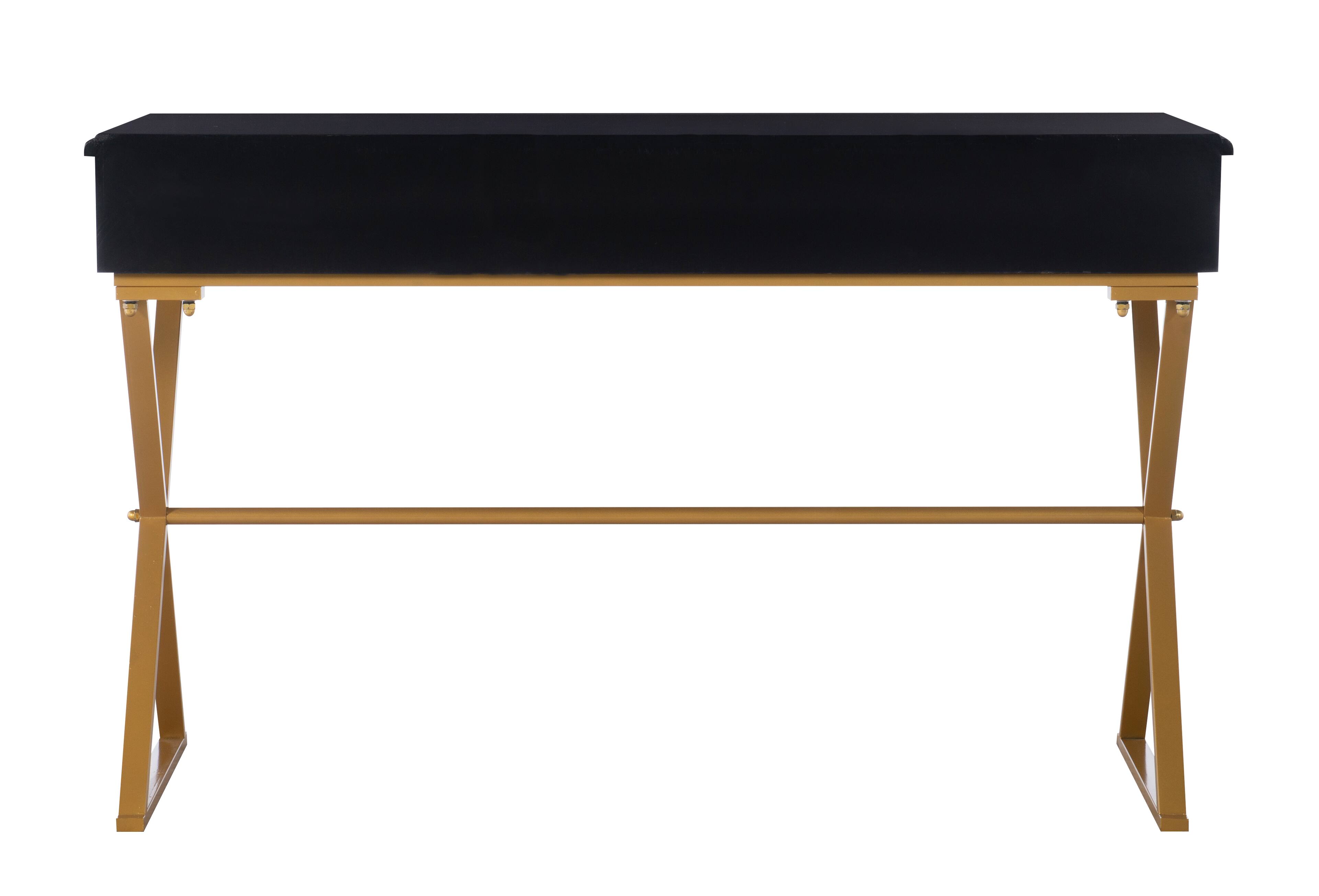 Alt View 12. Linon Home Décor - Edmore Two-Drawer Campaign Desk - Black & Gold.