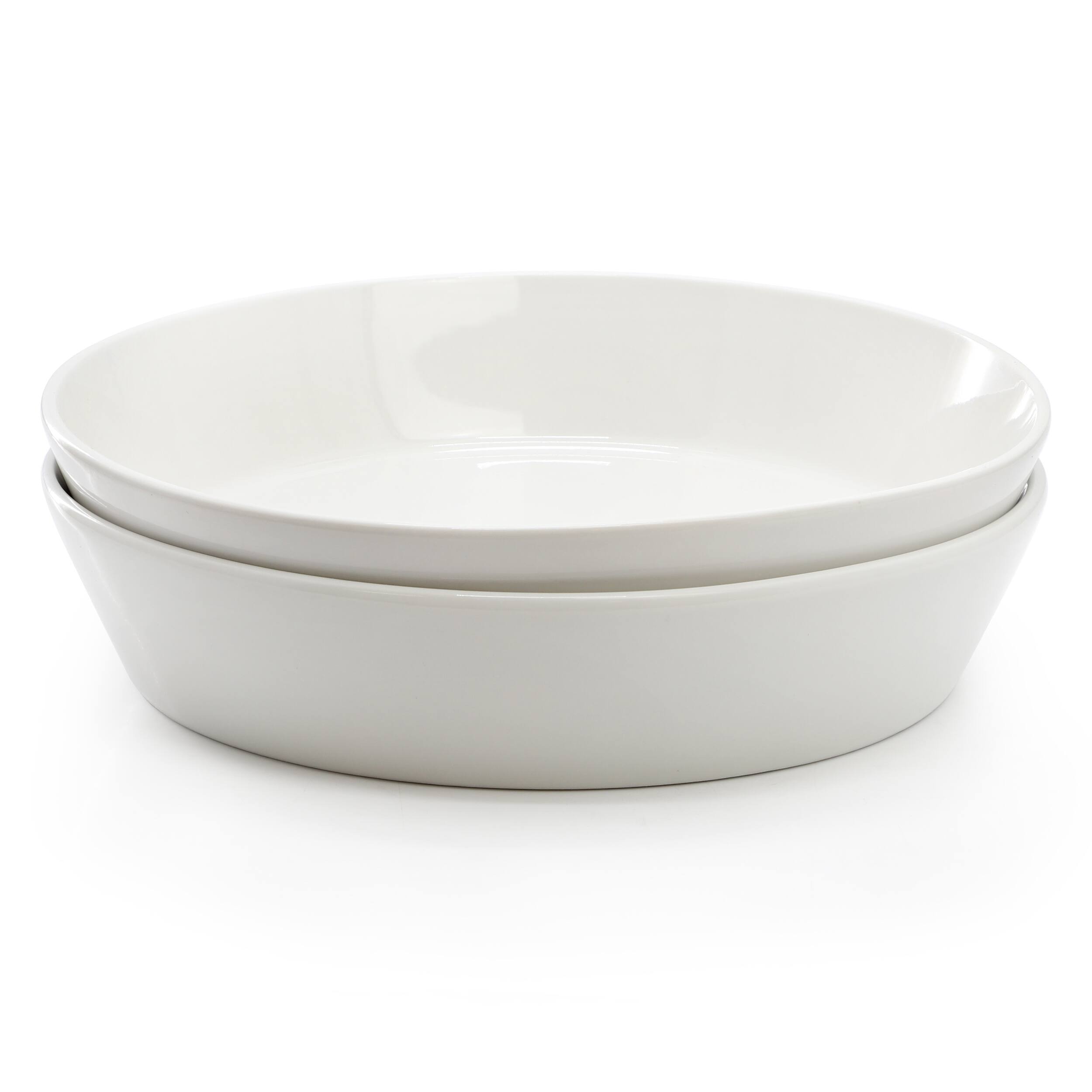 Alt View 1. Martha Stewart - Martha Stewart Selma 2 Piece 8 Inch Fine Ceramic Dinner Bowl Set in White - White.