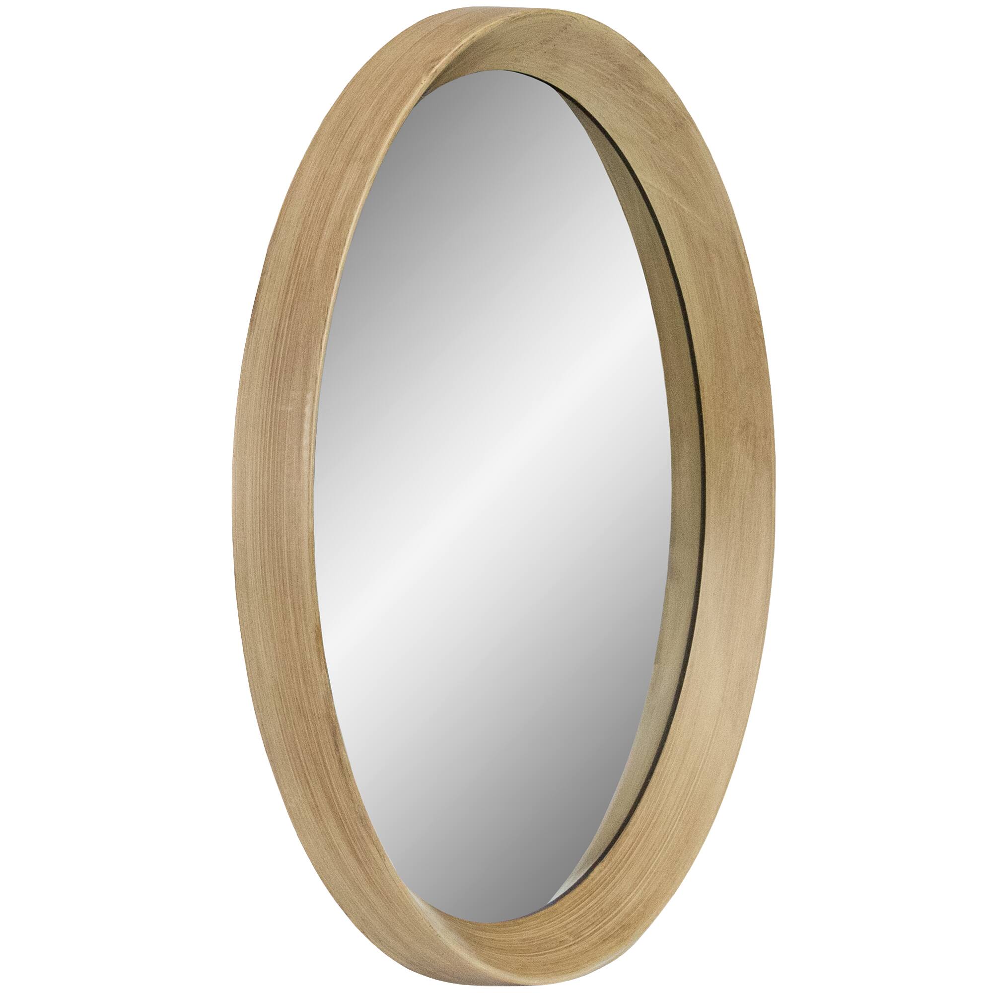 Alt View 2. Northlight - 13" Gold Round Modern Wall Mirror with Woodgrain Finish - Gold.