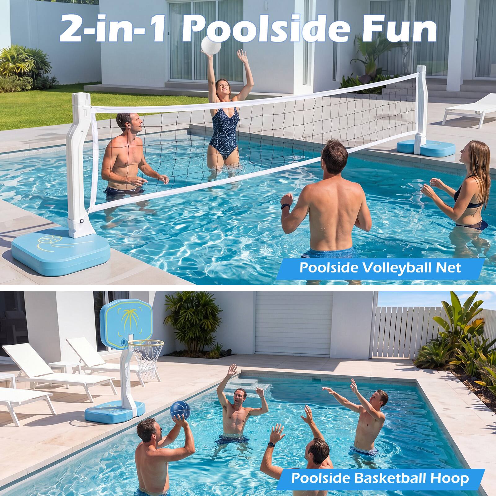 2-in-1 Poolside Fun

Poolside Volleyball Net

Poolside Basketball Hoop