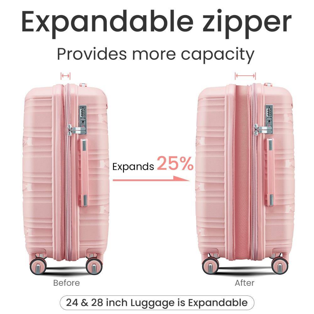 Expandable zipper  
Provides more capacity  

Expands 25%  

Before  
After  

24 & 28 inch Luggage is Expandable