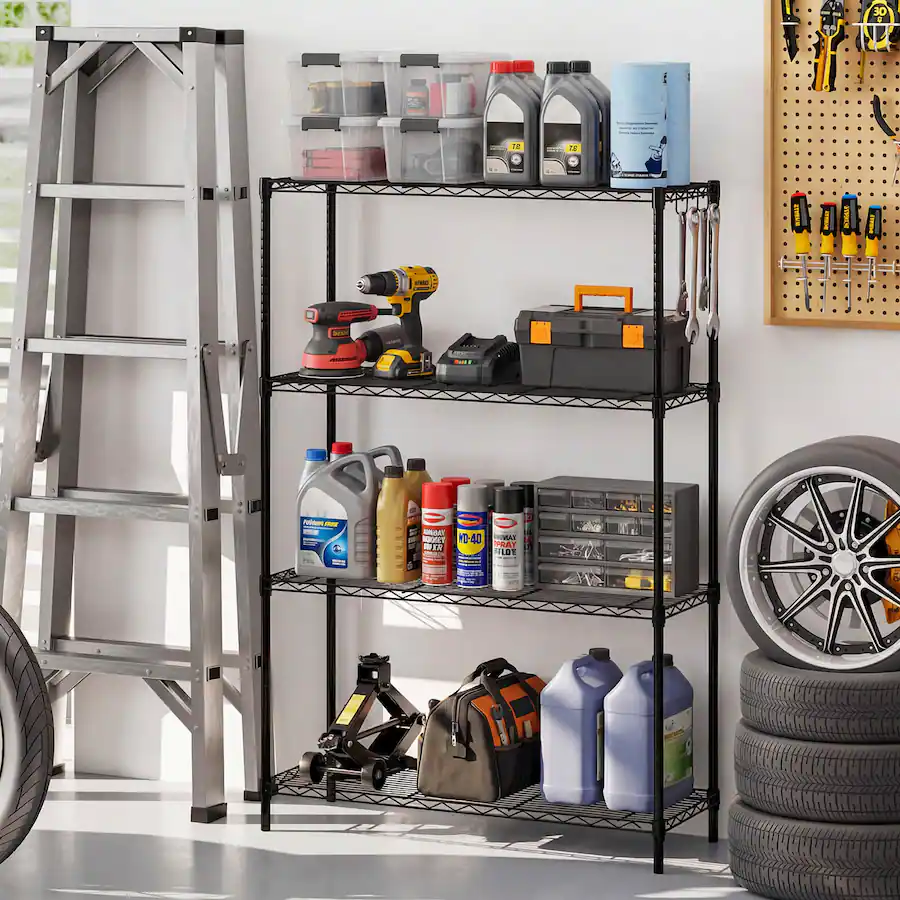 V Shape Rack Design Costway 2 PCS Metal Storage Shelving Unit, 1000 LBS Storage Organizer ...