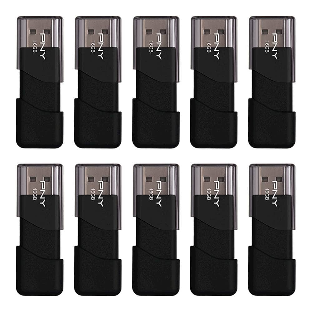 Front. PNY - Attaché 16GB USB 2.0 Flash Drives (10-Pack) - Black.