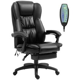 APRILSOUL - High Back Massage Office Chair with 6-Point Vibration 5 Modes Executive Chair PU Leather Swivel Chair - Black