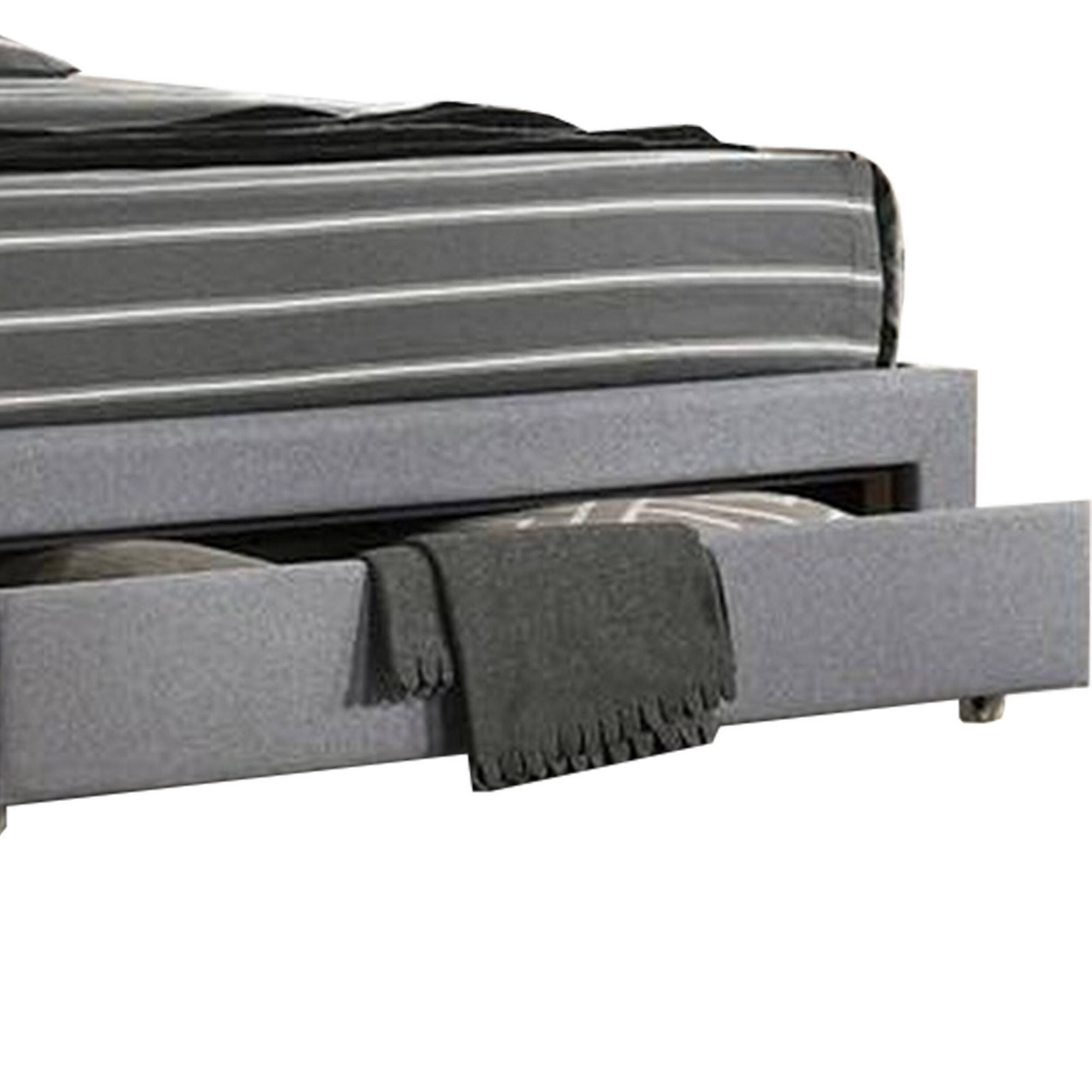 Alt View 1. Manhattan Lane - Nue Twin Upholstered Bed with Curved Tufted Headboard, Nailhead Trim - Gray.