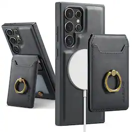 Dteck - for Samsung Galaxy S24 Ultra 2-in-1 Magnetic Detachable Wallet Case with RFID Blocking,PU Leather Shockproof Folio Cover - Black