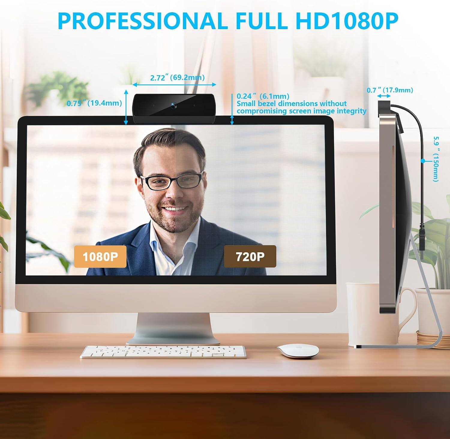 PROFESSIONAL FULL HD1080P

0.75" (19.4mm)
2.72" (69.2mm)
0.7" (17.9mm) 0.24" (6.1mm) Small bezel dimensions without compromising screen image integrity
5.9" (150mm)
1080P
720P