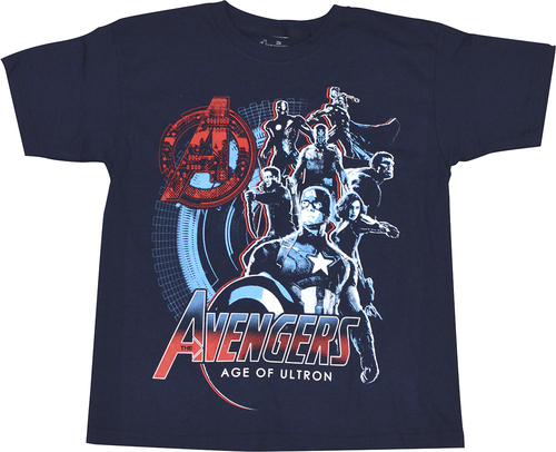Best Buy: Marvel Avengers: Age of Ultron Group Shot Children's T-Shirt  (Large/Extra-Large) Dark Blue 704386707125