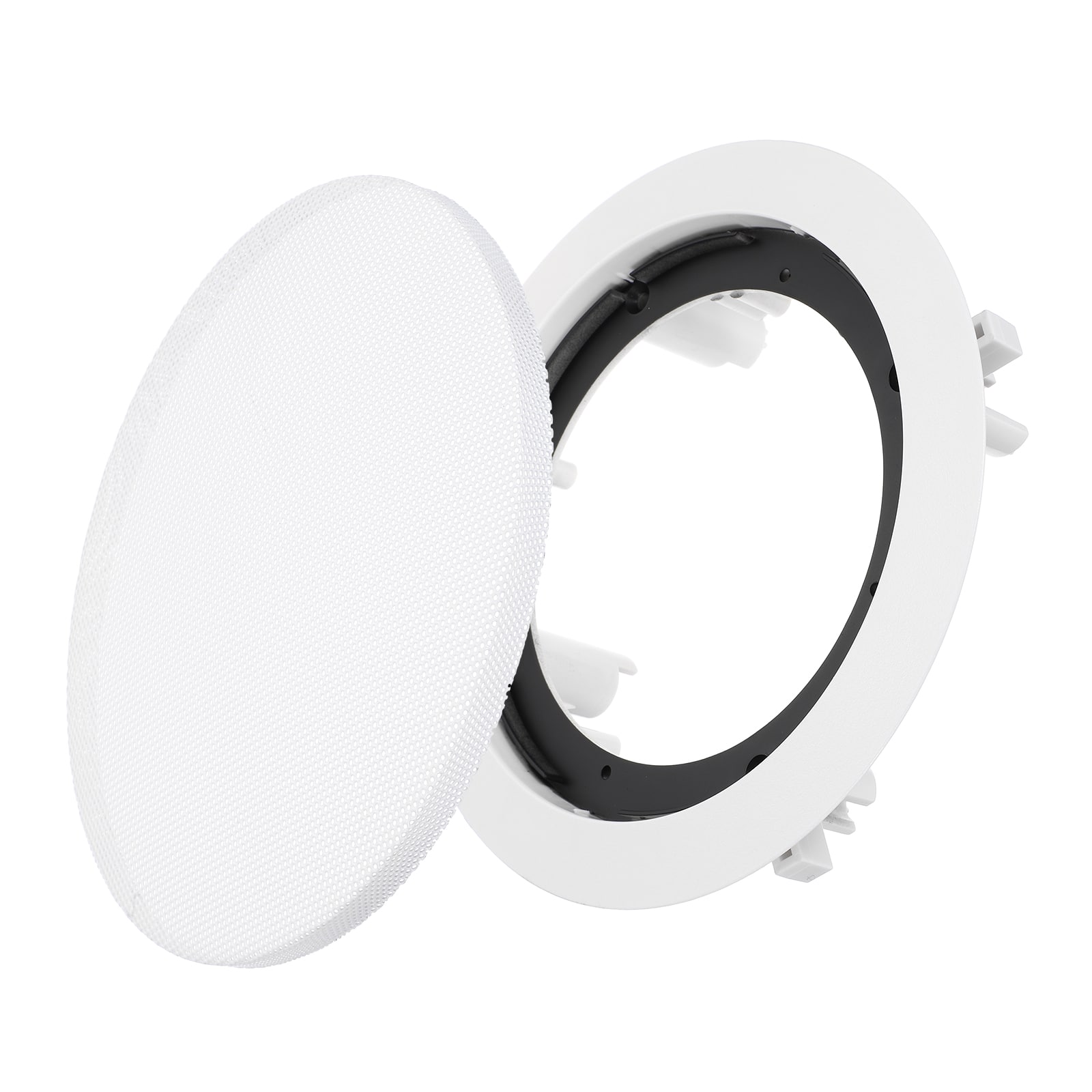 Unique Bargains - Ceiling In-Wall Speaker Grille Cover and Base, Round Metal Recessed Drop Ceiling Magnetic Dust Cover for Sound System - White