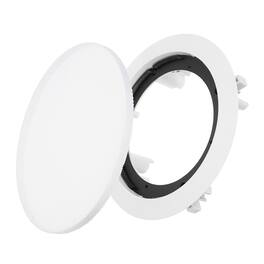Unique Bargains - Ceiling In-Wall Speaker Grille Cover and Base, Round Metal Recessed Drop Ceiling Magnetic Dust Cover for Sound System - White