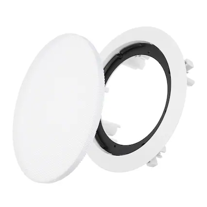 Front. Unique Bargains - Ceiling In-Wall Speaker Grille Cover and Base, Round Metal Recessed Drop Ceiling Magnetic Dust Cover for Sound System - White.