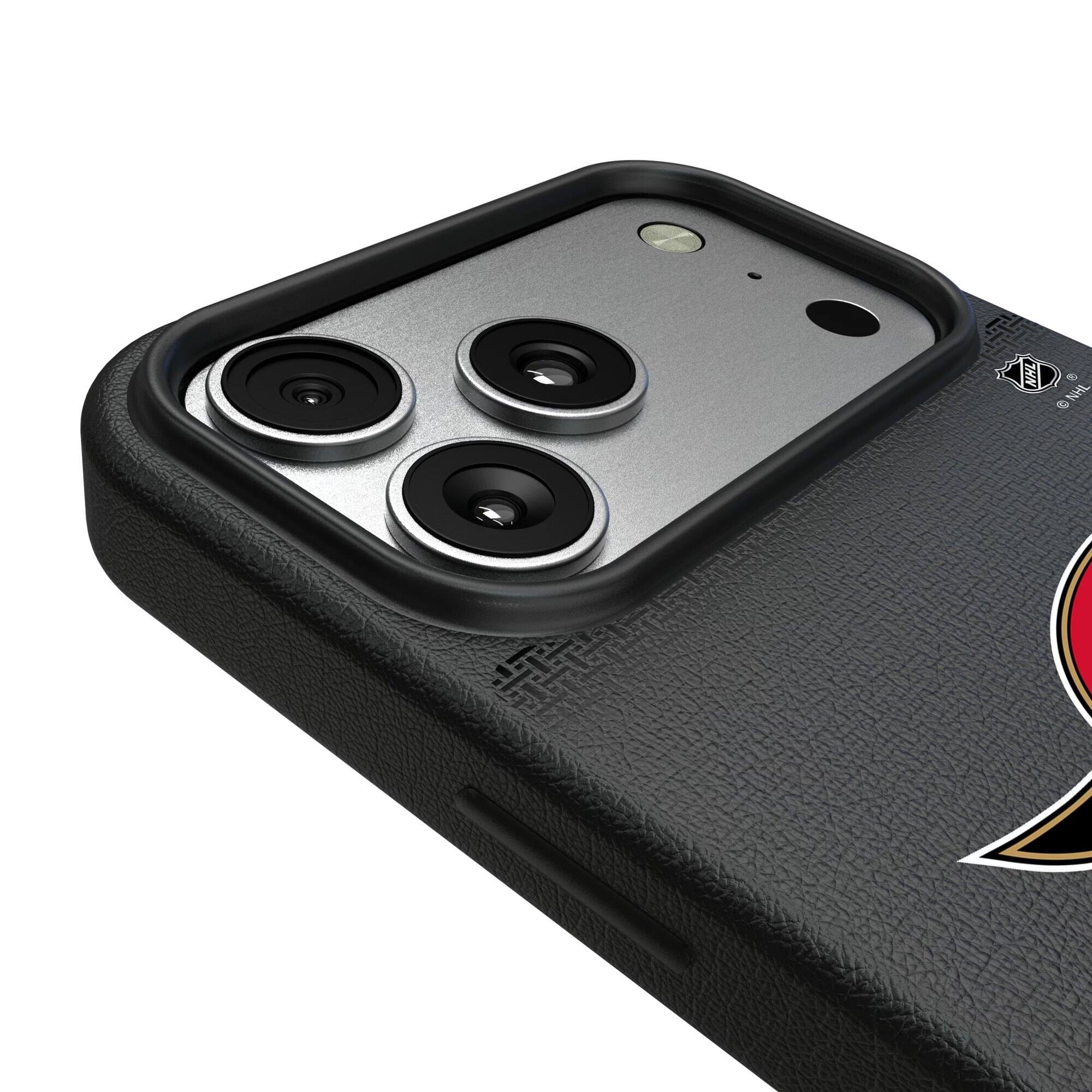 Alt View 2. Keyscaper - Ottawa Senators Linen Logo iPhone Magnetic Bump Case - 15 - Black.