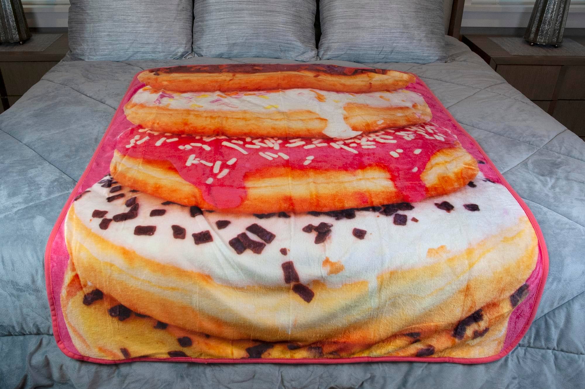 Alt View 3. Just Funky - Donuts Fleece Throw Blanket | Large Soft Throw Blanket | 60 x 45 Inches - Pink.
