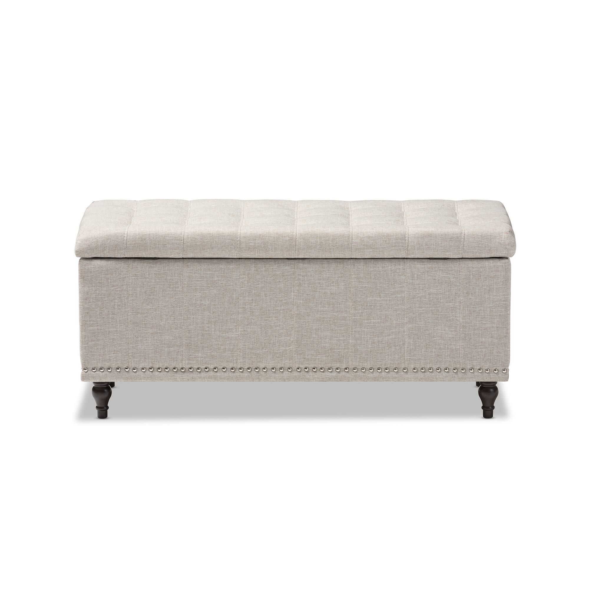 Alt View 1. Baxton Studio - Kaylee Modern Classic Fabric Upholstered Button-Tufting Storage Ottoman Bench - Beige.