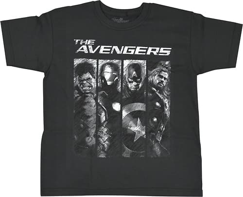 Front. Marvel - The Avengers Children's T-Shirt (Small/Medium) - Gray.