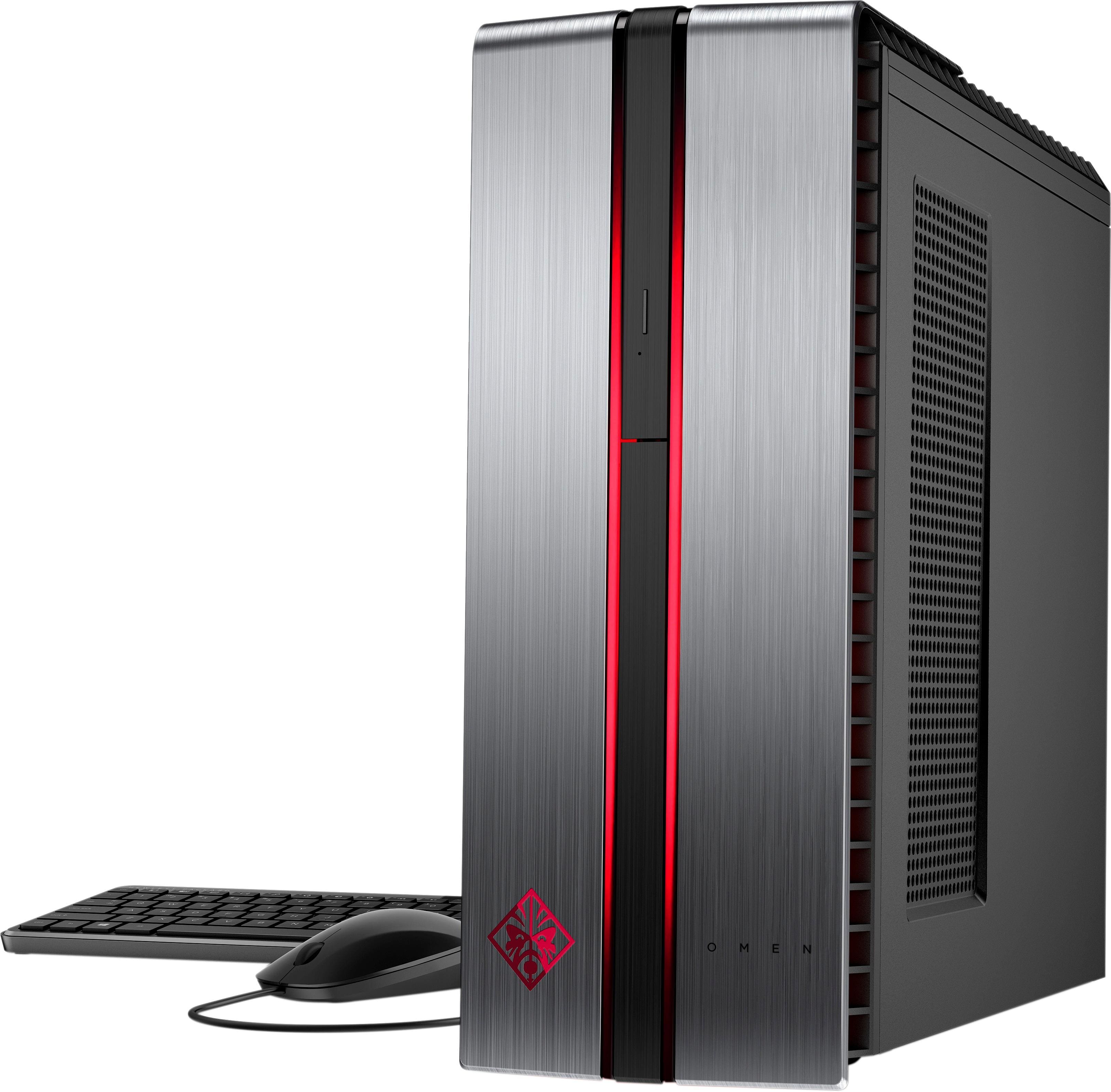 Alt View 2. HP - OMEN by HP Gaming Desktop - Intel Core i7 - 16GB Memory - NVIDIA GeForce GTX 1070 - 1TB Hard Drive - Brushed Aluminum.