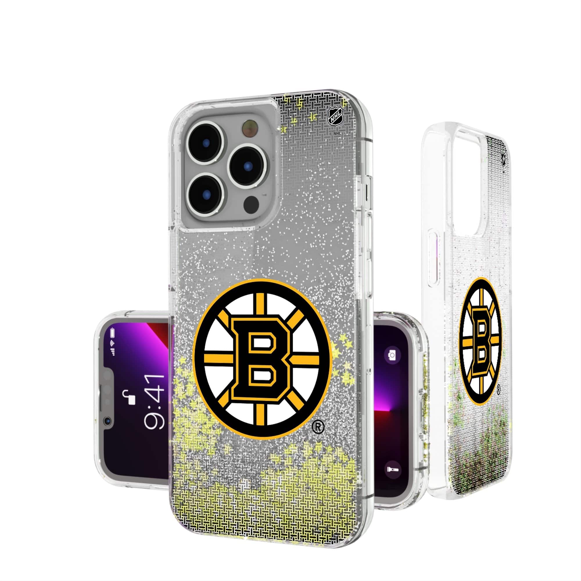 Keyscaper - NHL - Boston Bruins - Linen Logo iPhone Glitter Case - 16 Pro - Multicolor