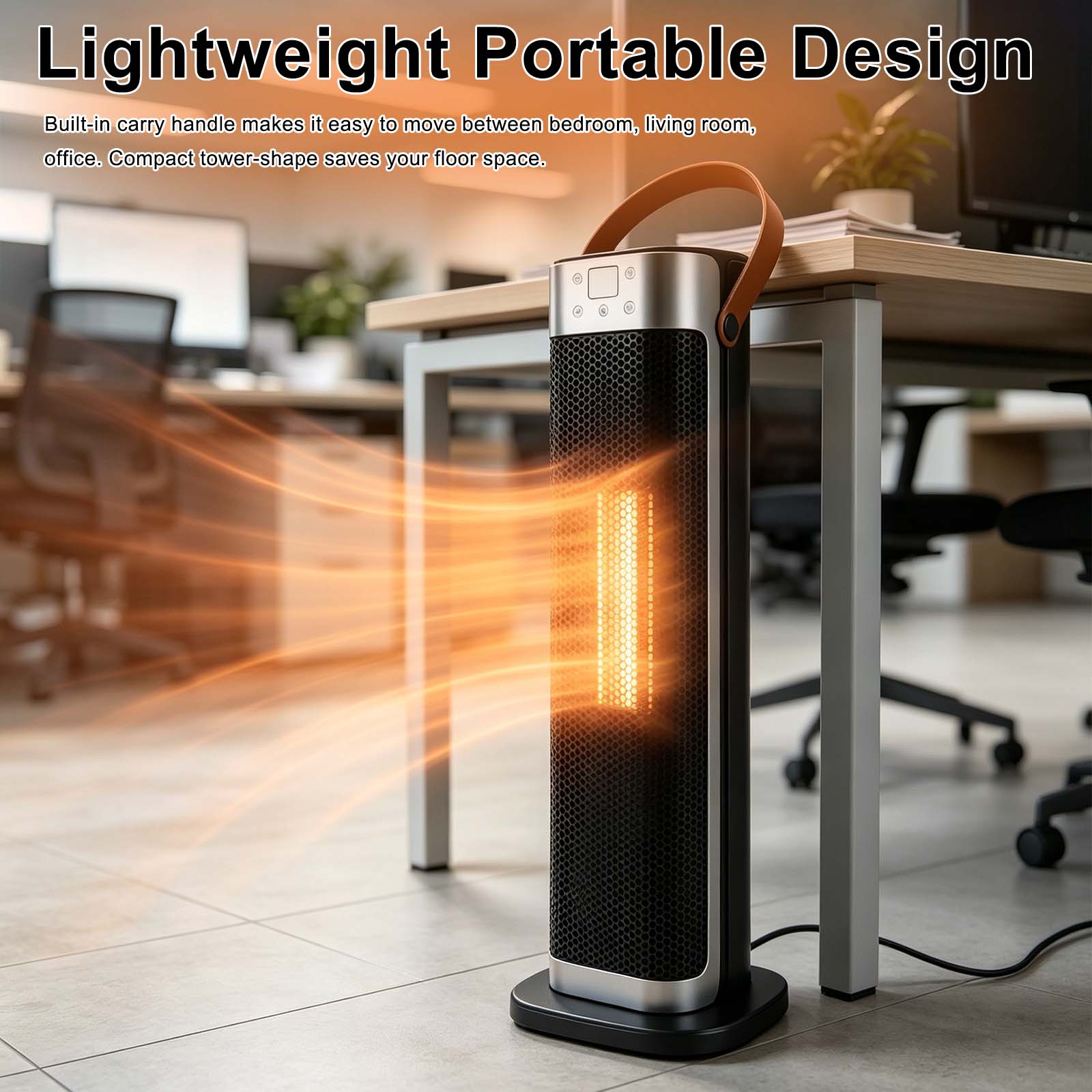 Lightweight Portable Design  
Built-in carry handle makes it easy to move between bedroom, living room, office. Compact tower-shape saves your floor space.