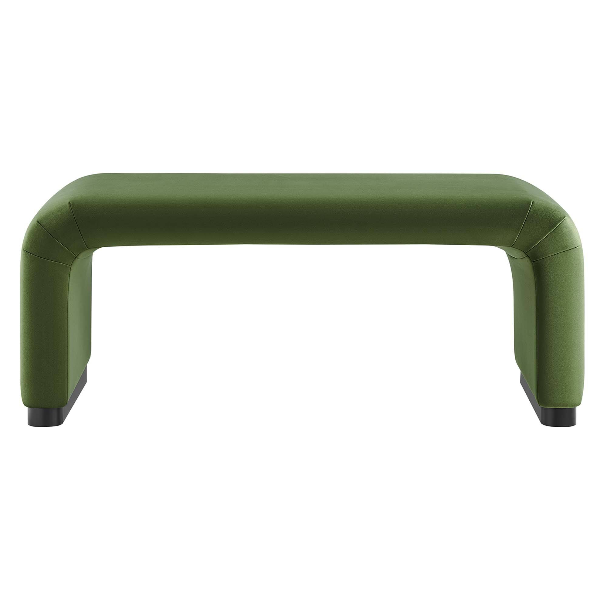 Alt View 4. Modway - Koda Performance Velvet Waterfall Ottoman by Modway - Black Moss Green.