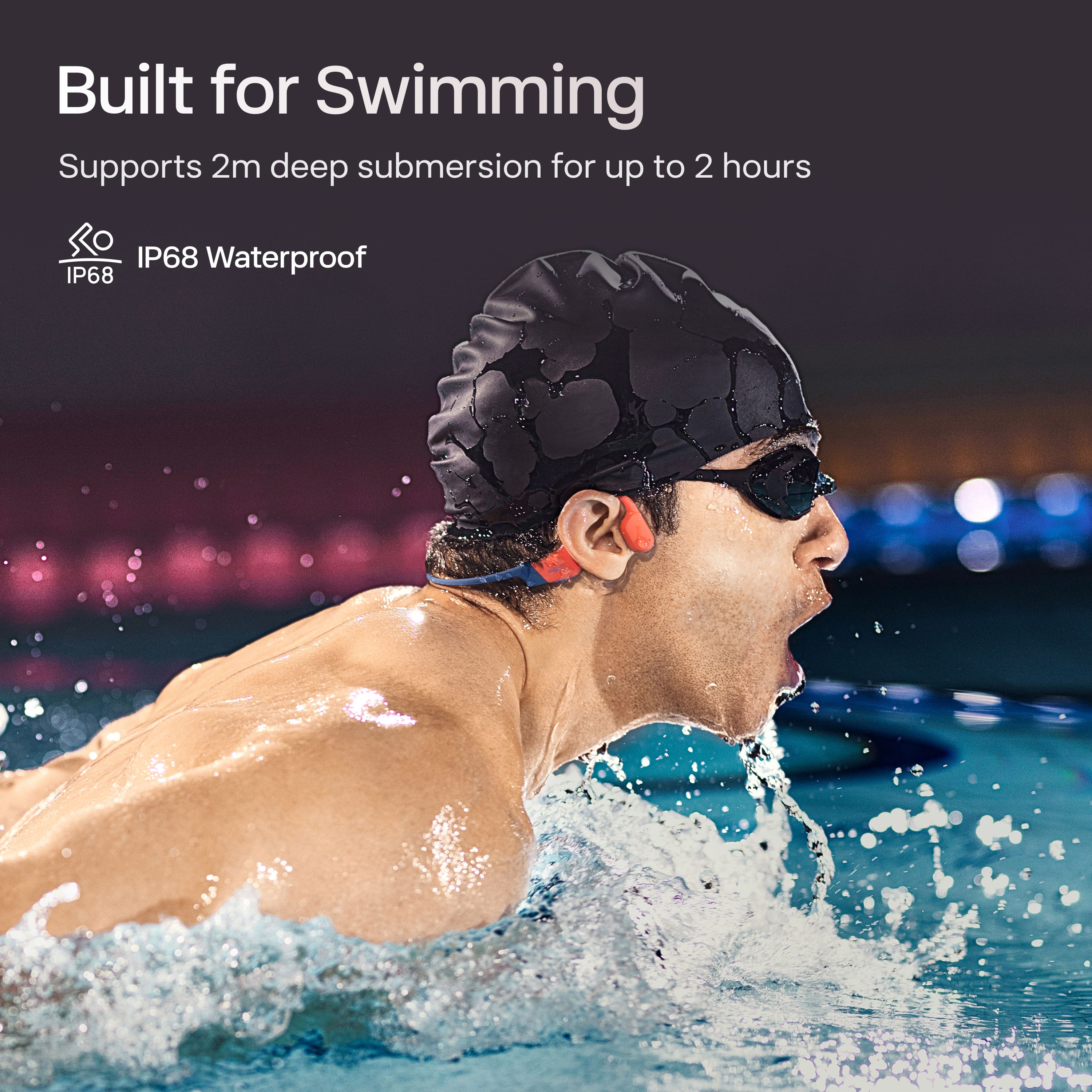 Built for Swimming
Supports 2m deep submersion for up to 2 hours
IP68 Waterproof