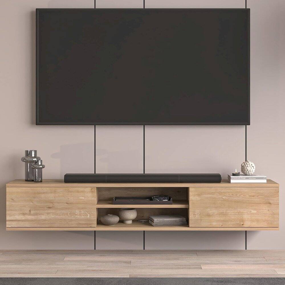 Alt View 2. Atelier Mobili - Floating TV Stand for 75 Inch TVs, Modern Entertainment Center - White.