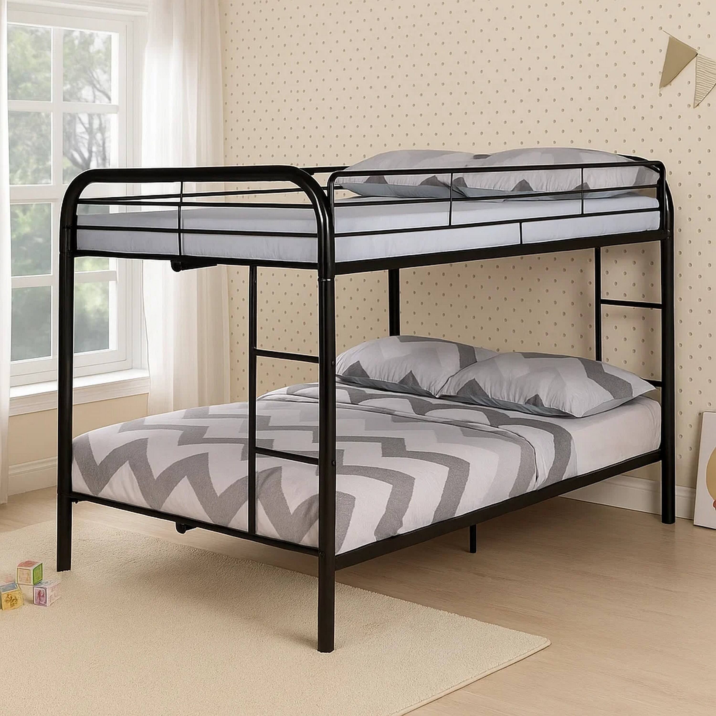 Alt View 6. Manhattan Lane - Fegy Full Over Full Bunk Bed, Ladder and Rails, Black Metal Frame - Black.