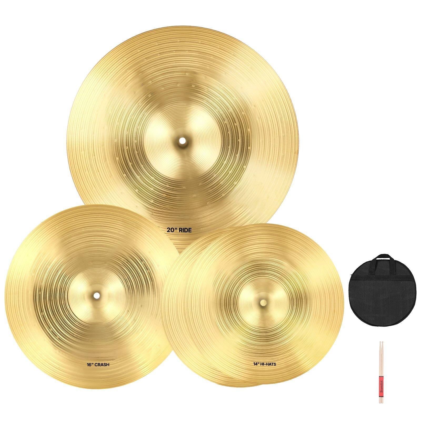 20" RIDE  
16" CRASH  
14" HI-HATS