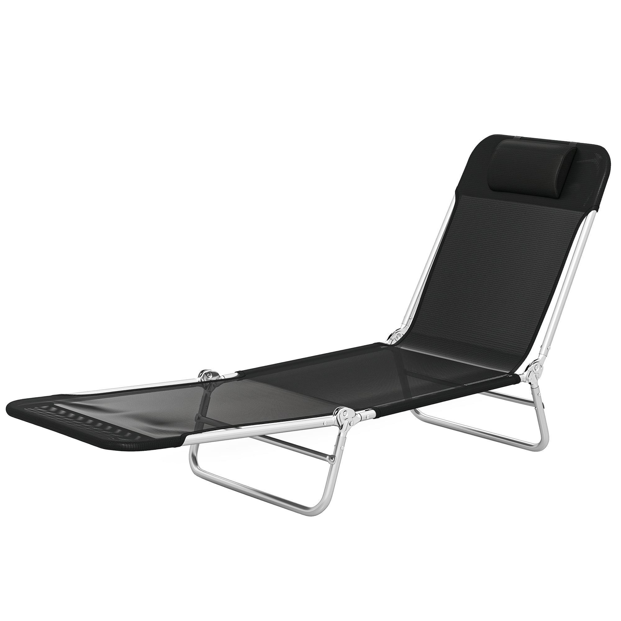 Outsunny - Chaise Lounge Chair, Portable Tanning Chair with Adjustable Backrest - Black
