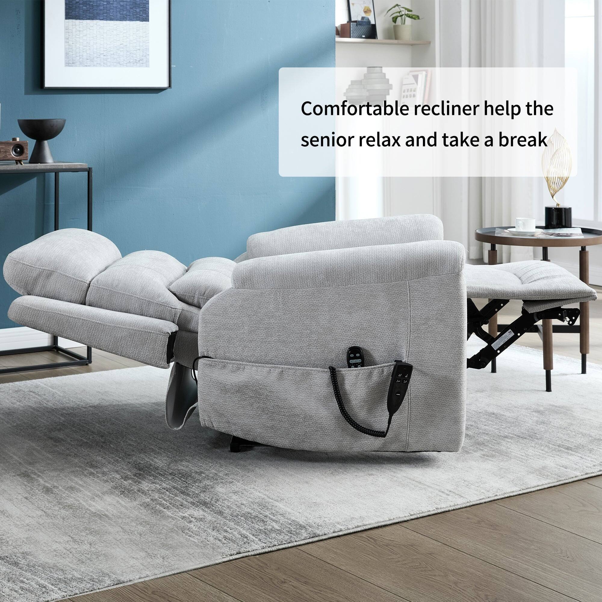 Comfortable recliner help the senior relax and take a break