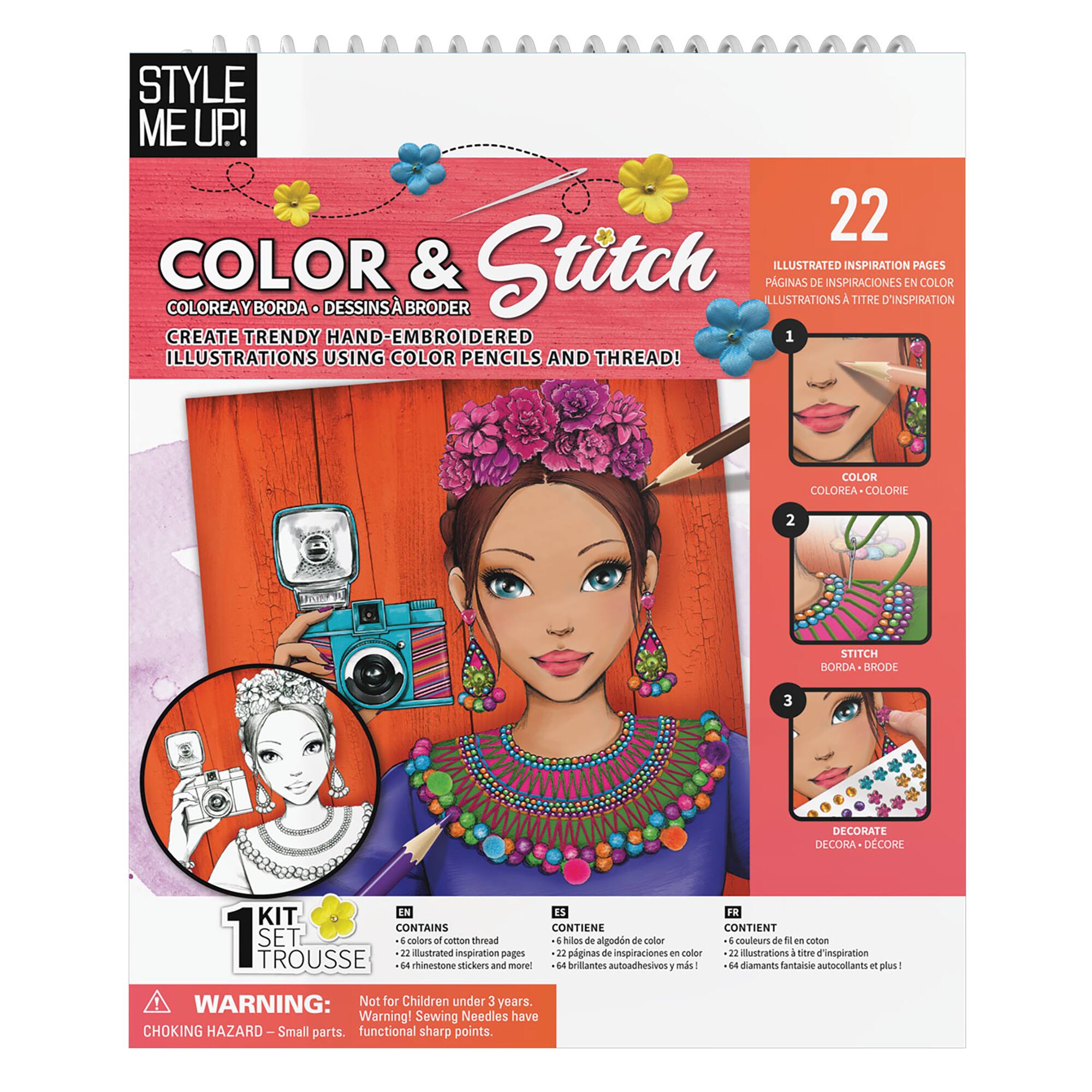STYLE ME UP! 22 COLOR & STITCH PAGES ILLUSTRATED DE INSPIRACIONES
COLOR & STITCH: CREATE TRENDY HAND-EMB