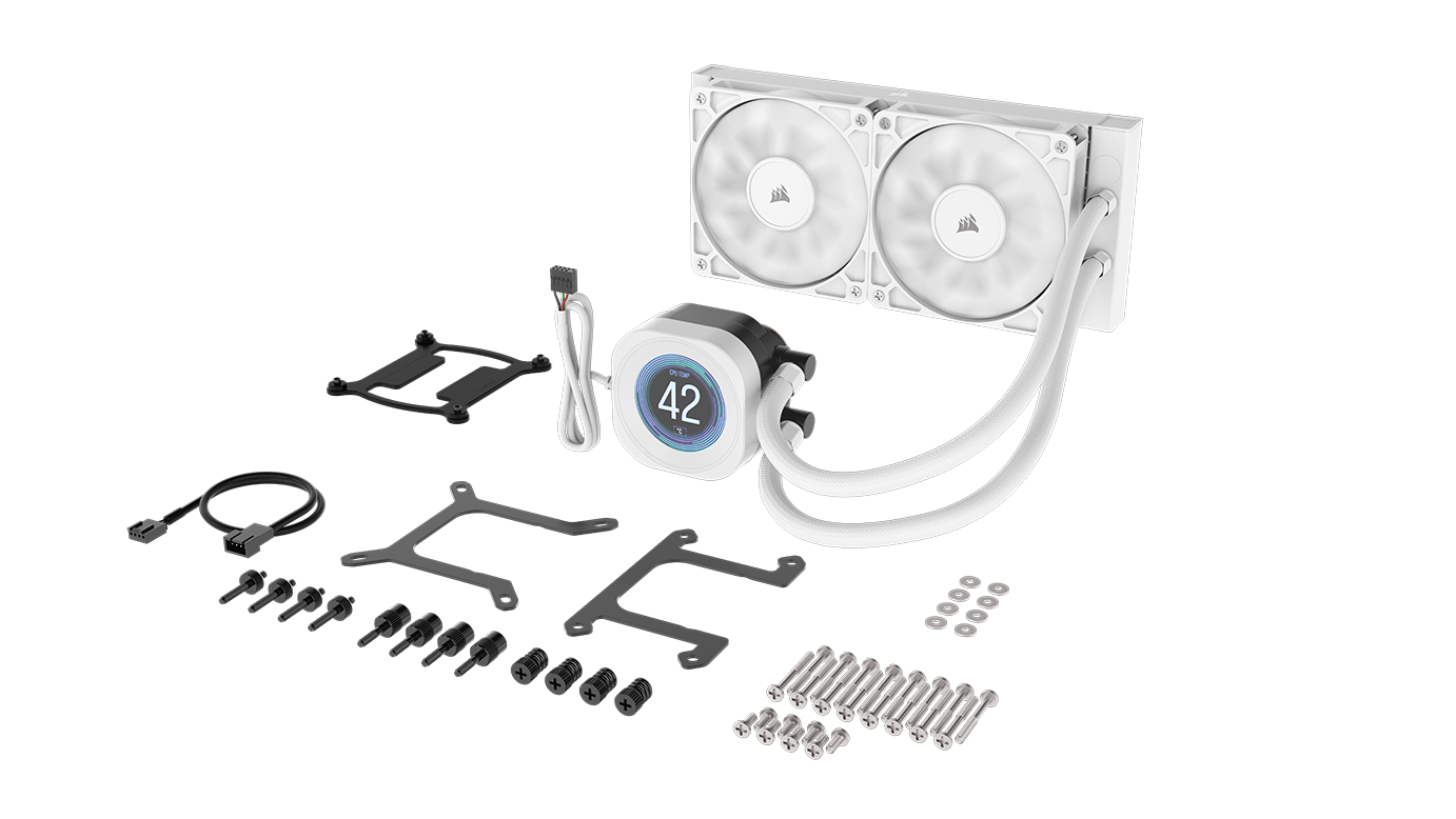 Alt View 7. CORSAIR - NAUTILUS 240 RS LCD Liquid CPU Cooler - White.