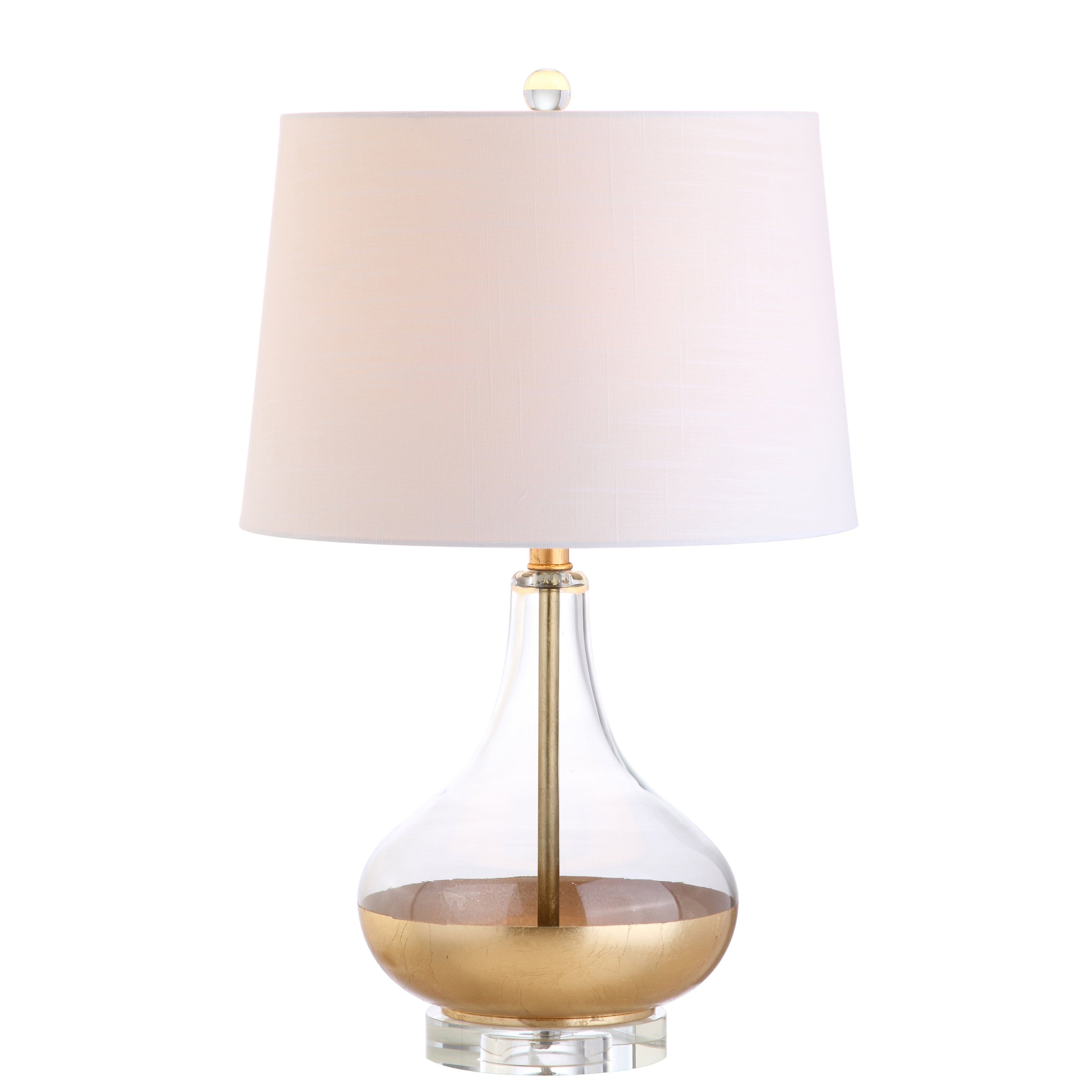 Jonathan Y - West 24.5" Glass LED Table Lamp, Gold Leaf - Clear/Gold