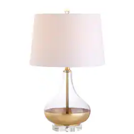 Jonathan Y - West 24.5" Glass LED Table Lamp, Gold Leaf - Clear/Gold