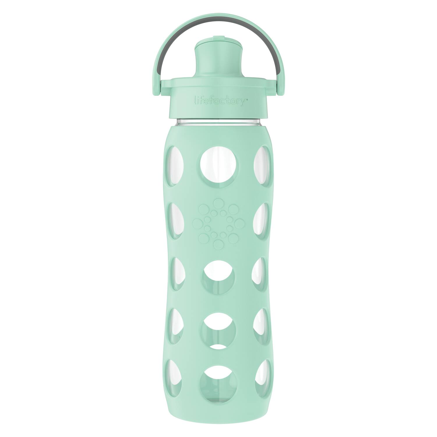 Alt View 2. Lifefactory - Lifefactory Lg4321mmi4 22-oz. Glass Water Bottle With Active Flip Cap And Protective Silicone Sleeve (mint) - green.